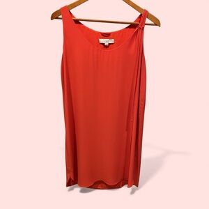 Cute pumpkin spice swingy sleeveless dress tie belt Ann Taylor Loft